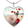 Cute Tonkinese Cat Print Heart Pendant Luxury Necklace-Free Shipping