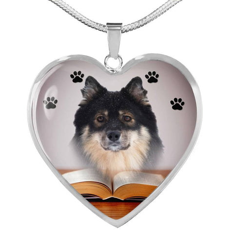 Finnish Lapphund Print Heart Pendant Luxury Necklace-Free Shipping