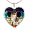 Siberian Cat Print Heart Pendant Luxury Necklace-Free Shipping