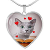 Russian Blue Print Heart Pendant Luxury Necklace-Free Shipping