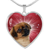 Tibetan Spaniel Print Heart Pendant Luxury Necklace-Free Shipping
