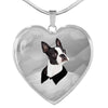 Boston Terrier Print Heart Charm Luxury Necklace -Free Shipping