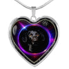 Black Labrador Print Heart Charm Necklaces