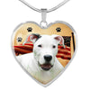 Dogo Argentino Print Heart Pendant Luxury Necklace-Free Shipping
