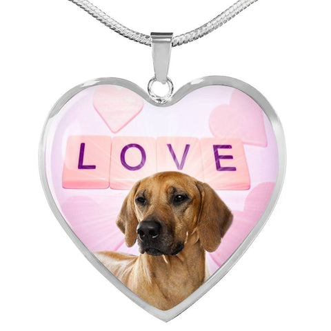 Cute Rhodesian Ridgeback Dog Print Heart Pendant Luxury Necklace-Free Shipping