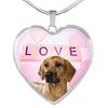 Cute Rhodesian Ridgeback Dog Print Heart Pendant Luxury Necklace-Free Shipping