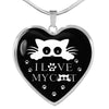 " I Love My Cat" Print Heart Pendant Luxury Necklace