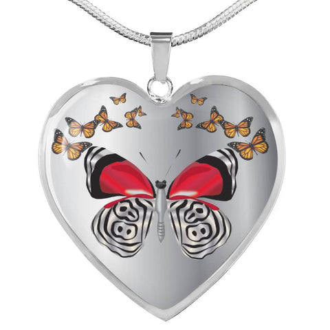 Butterfly Print Heart Pendant Luxury Necklace-Free Shipping
