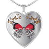 Butterfly Print Heart Pendant Luxury Necklace-Free Shipping