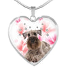 Cesky Terrier Print Heart Pendant Luxury Necklace-Free Shipping