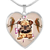 Brussels Griffon Print Heart Pendant Luxury Necklace-Free Shipping