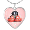 Saint Bernard Dog Print Heart Pendant Luxury Necklace-Free Shipping