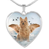 Australian Terrier Print Heart Pendant Luxury Necklace-Free Shipping