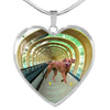 Rhodesian Ridgeback Dog Print Heart Pendant Luxury Necklace-Free Shipping
