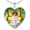 Cute Lagotto Romagnolo Dog Print Heart Pendant Luxury Necklace-Free Shipping