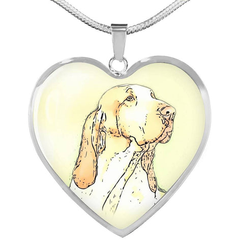 Bracco Italiano Dog Print Heart Pendant Luxury Necklace-Free Shipping
