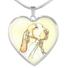 Bracco Italiano Dog Print Heart Pendant Luxury Necklace-Free Shipping
