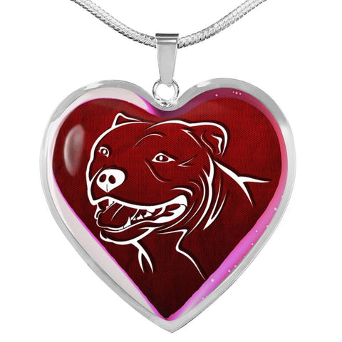 Pit Bull Terrier Dog Print Heart Charm Necklaces-Free Shipping