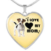 Jack Russell Terrier Print Heart Pendant Luxury Necklace-Free Shipping