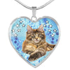 Cute Maine Coon Print Heart Pendant Luxury Necklace-Free Shipping