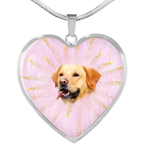 Labrador Retriever Print Heart Charm Necklaces-Free Shipping