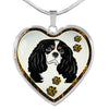 Cavalier King Charles Spaniel Dog Print Heart Charm Necklaces-Free Shipping