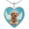 Cavapoo Dog Print Heart Pendant Luxury Necklace-Free Shipping