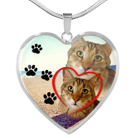 Pixie Bob Cat Print Heart Pendant Luxury Necklace-Free Shipping