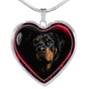 Lovely Rottweiler Dog Print Heart Charm Necklaces-Free Shipping