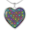 Colorful Paws Print Heart Charm Necklaces-Free Shipping