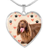 Sussex Spaniel Print Heart Pendant Luxury Necklace-Free Shipping