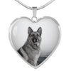 Cute German Shepherd Print Heart Charm Necklace-Free Shipping