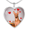 Pharaoh Hound Print Heart Pendant Luxury Necklace-Free Shipping