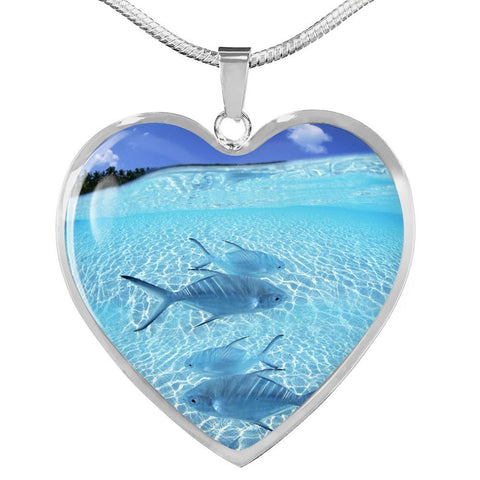 Fish Print Heart Pendant Luxury Necklace-Free Shipping