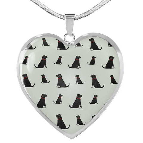 Labrador Retriever Pattern Print Luxury Heart Charm Necklace -Free Shipping