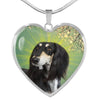 Saluki Dog Print Heart Pendant Luxury Necklace-Free Shipping
