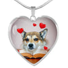 Norwegian Lundehund Print Heart Pendant Luxury Necklace-Free Shipping