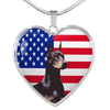 Doberman Pinscher Print Heart Pendant Luxury Necklace-Free Shipping