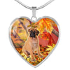 Cute Bullmastiff Print Heart Pendant Luxury Necklace-Free Shipping