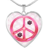 Peace Sign With Paws Print Heart Charm Necklaces-Free Shipping