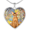 Abyssinian Cat Print Heart Pendant Luxury Necklace