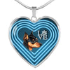Miniature Pinscher Dog Print Heart Charm Necklaces-Free Shipping