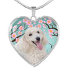 Poodle Dog Print Heart Pendant Luxury Necklace-Free Shipping