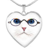 Cute Cat With Glasses Heart Pendant Luxury Necklace-Free Shipping
