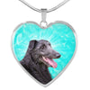 Scottish Deerhound Dog Print Heart Pendant Luxury Necklace-Free Shipping