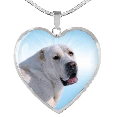 Central Asian Shepherd Dog Print Heart Pendant Luxury Necklace-Free Shipping