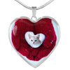 Lovely Burmilla Cat Print Heart Pendant Luxury Necklace-Free Shipping