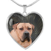 South African Boerboel Dog Print Heart Pendant Luxury Necklace-Free Shipping