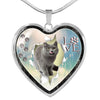 Lovely Korat Cat Print Heart Charm Necklaces-Free Shipping