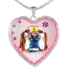 Basset Hound Dog Print Heart Charm Necklaces-Free Shipping
